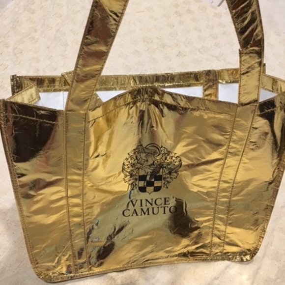 Vince Camuto Handbags - NEW TWO Vince Camuto Metallic Gold Foil Tote Shopping Designer Bags